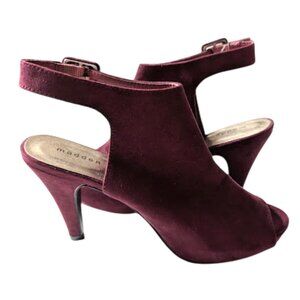 Madden Girl Burgundy Minimalist Buckle Peep Toe Stiletto Heeled Booties Size 7